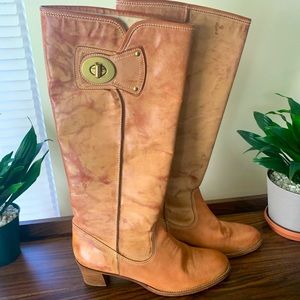 Coach Brown Distressed Leather Boots